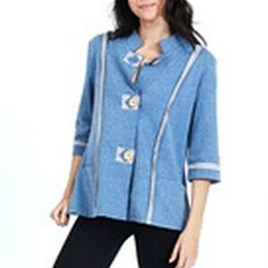 D-Design Women's Button Down Cotton Knit Cardigan Jacket